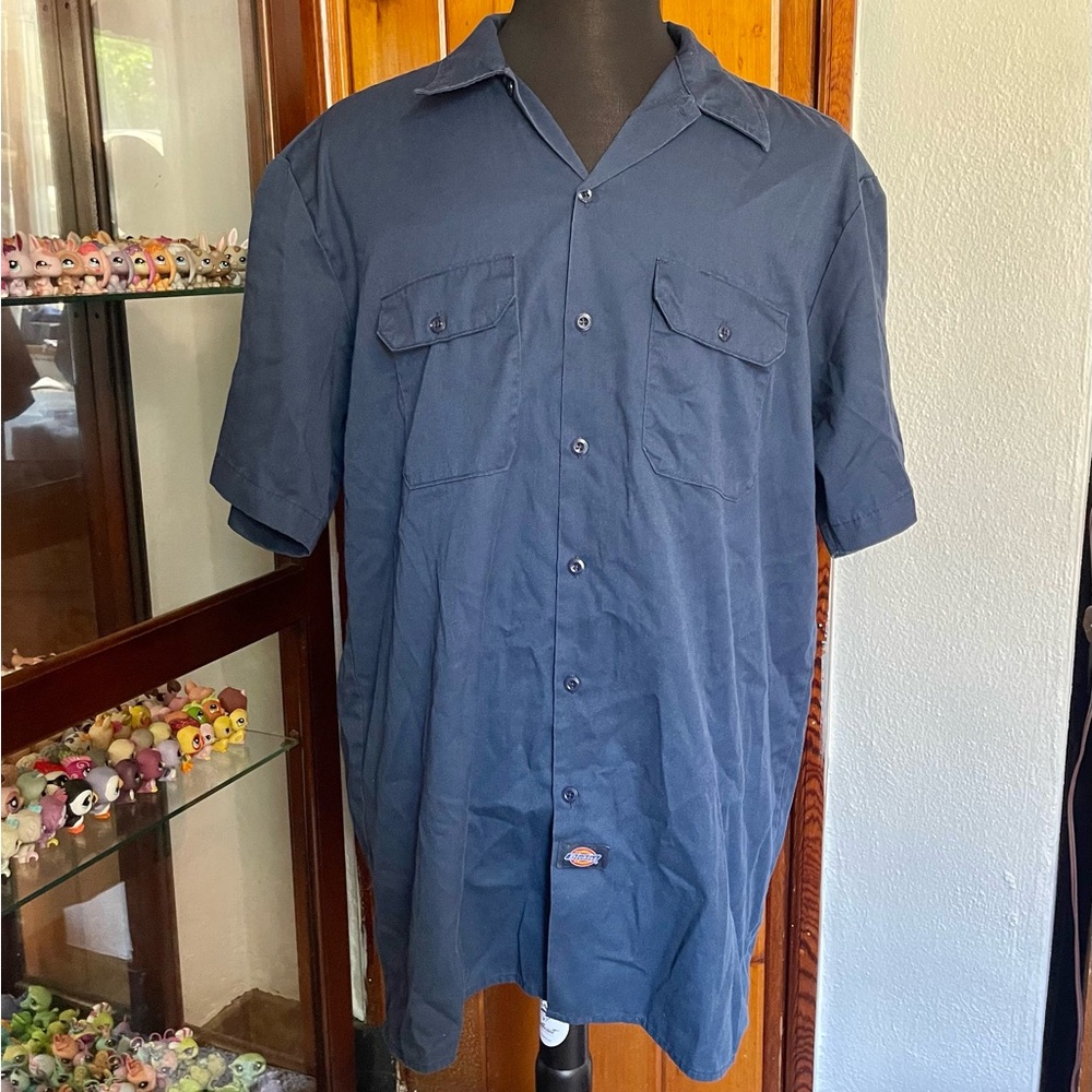 Short Sleeve Dickies Dark Blue Button Up Shirt Men’s XL